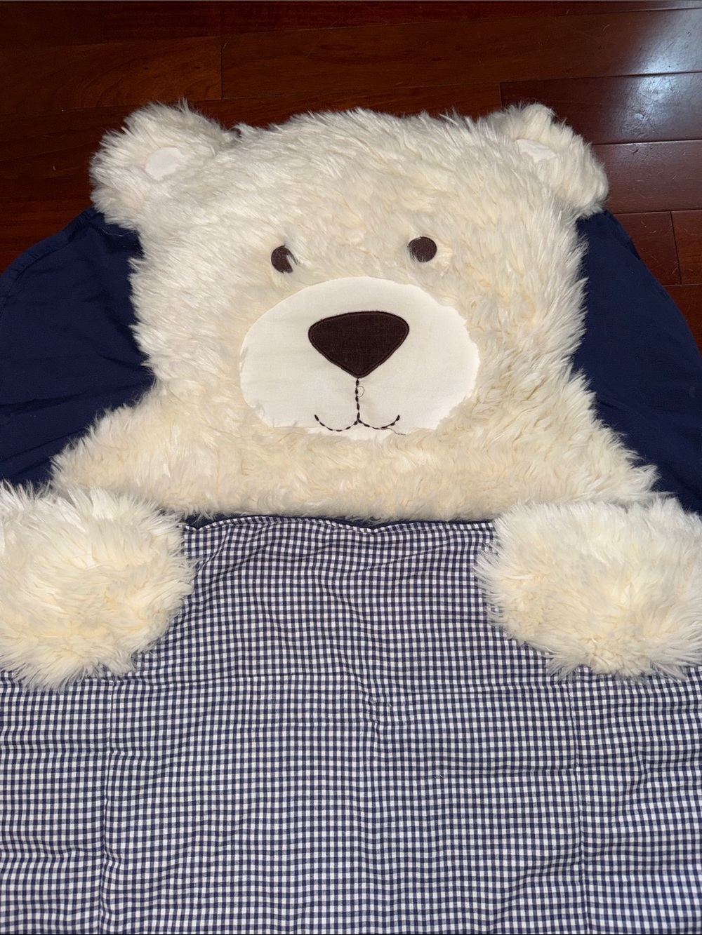 Pottery Barn Kids Plush Bear Children's Sleeping Bag - Navy Blue and White - Picture 2 of 5